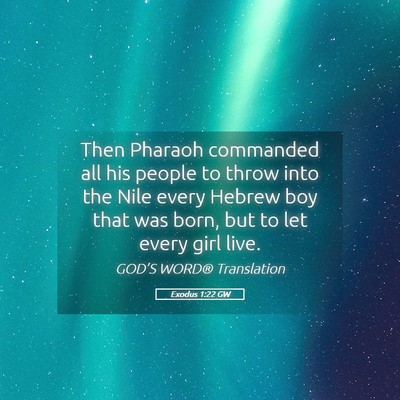 Picture 05 - Exodus 1:22 GW - Then Pharaoh commanded all his people to throw - Bible Verse Picture