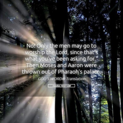 Picture 05 - Exodus 10:11 GW - No! Only the men may go to worship the Lord, - Bible Verse Picture