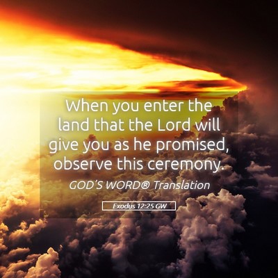 Picture 05 - Exodus 12:25 GW - When you enter the land that the Lord will give - Bible Verse Picture