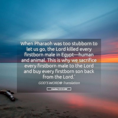 Picture 05 - Exodus 13:15 GW - When Pharaoh was too stubborn to let us go, the - Bible Verse Picture