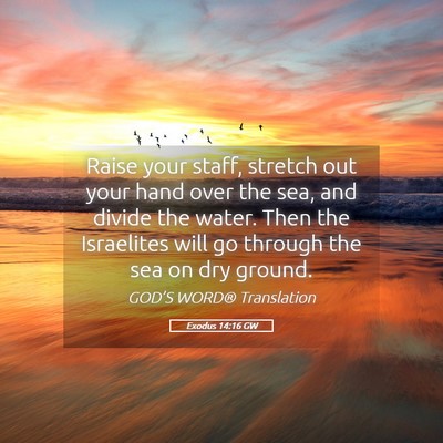 Picture 05 - Exodus 14:16 GW - Raise your staff, stretch out your hand over the - Bible Verse Picture