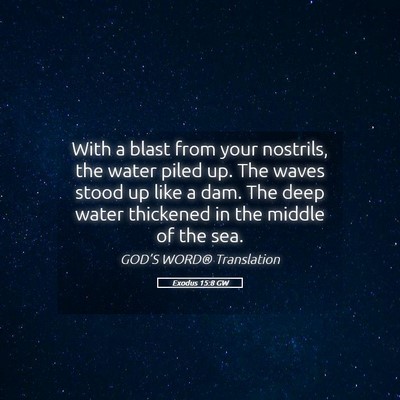 Picture 05 - Exodus 15:8 GW - With a blast from your nostrils, the water piled - Bible Verse Picture