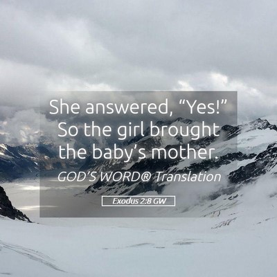 Picture 05 - Exodus 2:8 GW - She answered, “Yes!” So the girl brought the - Bible Verse Picture