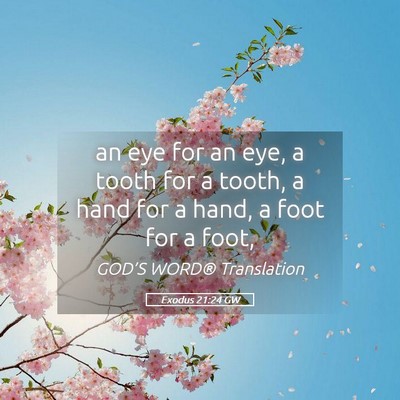 Picture 05 - Exodus 21:24 GW - an eye for an eye, a tooth for a tooth, a hand - Bible Verse Picture