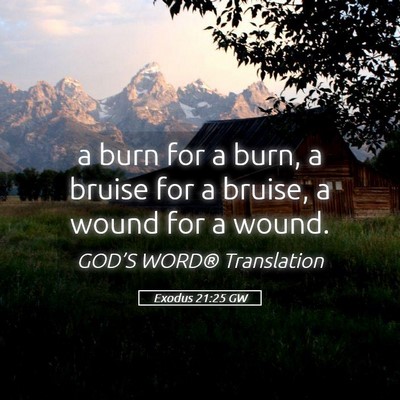 Picture 05 - Exodus 21:25 GW - a burn for a burn, a bruise for a bruise, a wound - Bible Verse Picture