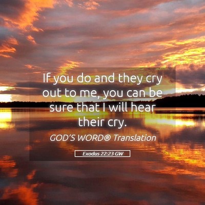 Picture 05 - Exodus 22:23 GW - If you do and they cry out to me, you can be sure - Bible Verse Picture