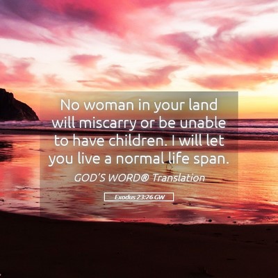 Picture 05 - Exodus 23:26 GW - No woman in your land will miscarry or be unable - Bible Verse Picture
