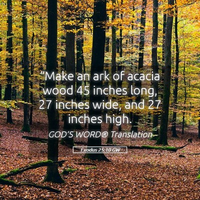 Picture 05 - Exodus 25:10 GW - “Make an ark of acacia wood 45 inches long, 27 - Bible Verse Picture