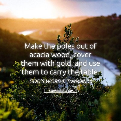 Picture 05 - Exodus 25:28 GW - Make the poles out of acacia wood, cover them - Bible Verse Picture