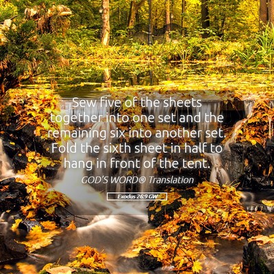 Picture 05 - Exodus 26:9 GW - Sew five of the sheets together into one set and - Bible Verse Picture