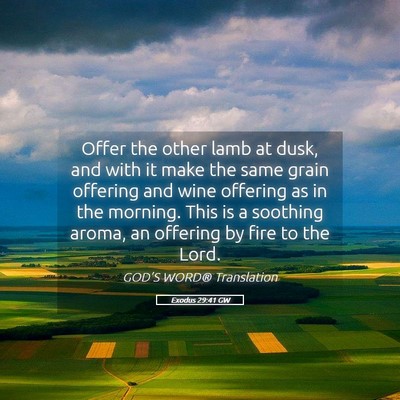 Picture 05 - Exodus 29:41 GW - Offer the other lamb at dusk, and with it make - Bible Verse Picture