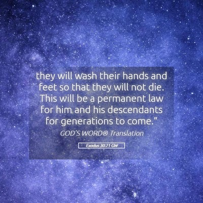 Picture 05 - Exodus 30:21 GW - they will wash their hands and feet so that they - Bible Verse Picture