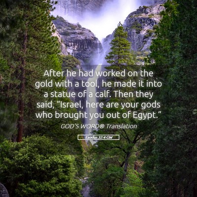 Picture 05 - Exodus 32:4 GW - After he had worked on the gold with a tool, he - Bible Verse Picture