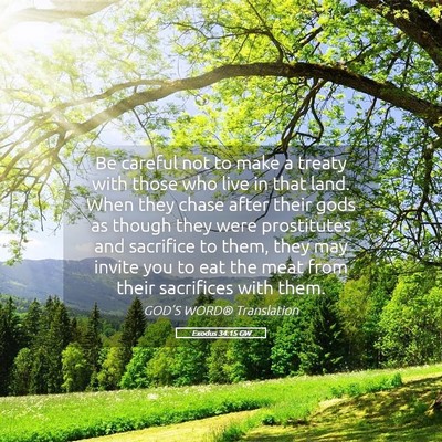 Picture 05 - Exodus 34:15 GW - Be careful not to make a treaty with those who - Bible Verse Picture