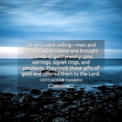 Picture 05 - Exodus 35:22 GW - All who were willing—men and women alike—came - Bible Verse Picture