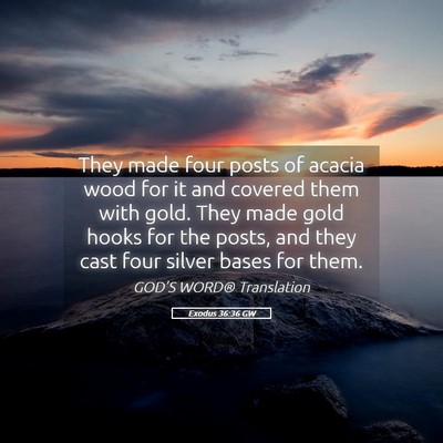 Picture 05 - Exodus 36:36 GW - They made four posts of acacia wood for it and - Bible Verse Picture