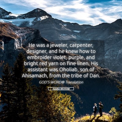 Picture 05 - Exodus 38:23 GW - He was a jeweler, carpenter, designer, and he - Bible Verse Picture