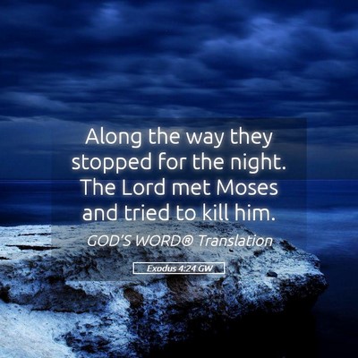 Picture 05 - Exodus 4:24 GW - Along the way they stopped for the night. The - Bible Verse Picture