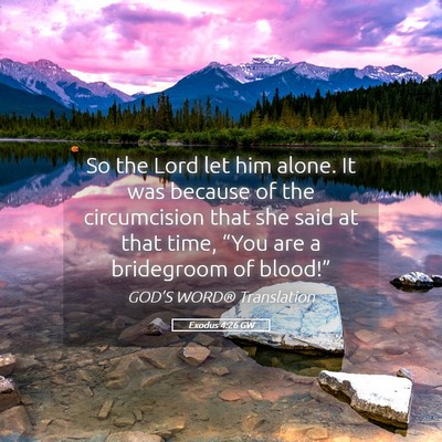 Picture 05 - Exodus 4:26 GW - So the Lord let him alone. It was because of the - Bible Verse Picture