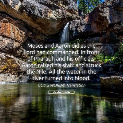 Picture 05 - Exodus 7:20 GW - Moses and Aaron did as the Lord had commanded. In - Bible Verse Picture