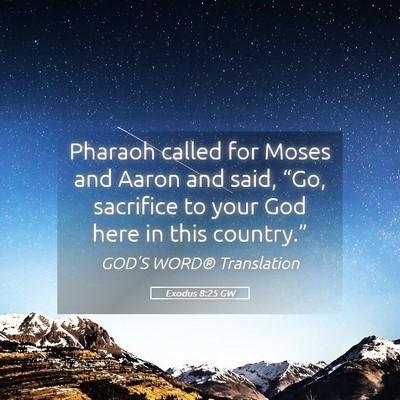 Picture 05 - Exodus 8:25 GW - Pharaoh called for Moses and Aaron and said, - Bible Verse Picture