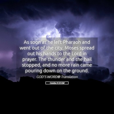 Picture 05 - Exodus 9:33 GW - As soon as he left Pharaoh and went out of the - Bible Verse Picture