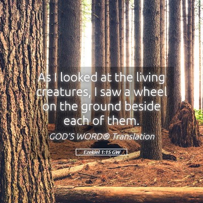 Picture 05 - Ezekiel 1:15 GW - As I looked at the living creatures, I saw a - Bible Verse Picture