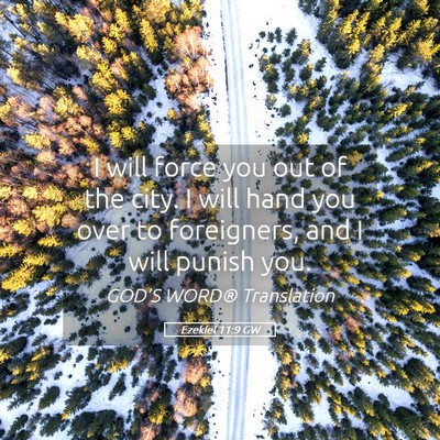 Picture 05 - Ezekiel 11:9 GW - I will force you out of the city. I will hand you - Bible Verse Picture