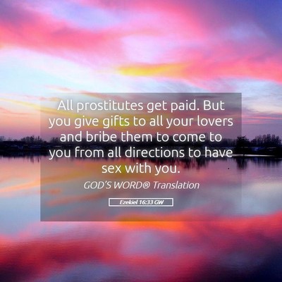 Picture 05 - Ezekiel 16:33 GW - All prostitutes get paid. But you give gifts to - Bible Verse Picture
