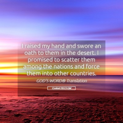 Picture 05 - Ezekiel 20:23 GW - I raised my hand and swore an oath to them in the - Bible Verse Picture