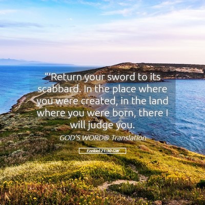Picture 05 - Ezekiel 21:30 GW - “‘Return your sword to its scabbard. In the - Bible Verse Picture
