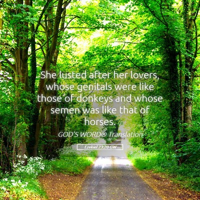 Picture 05 - Ezekiel 23:20 GW - She lusted after her lovers, whose genitals were - Bible Verse Picture