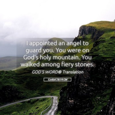 Picture 05 - Ezekiel 28:14 GW - I appointed an angel to guard you. You were on - Bible Verse Picture