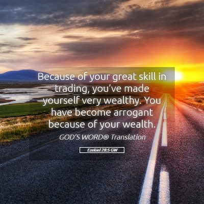 Picture 05 - Ezekiel 28:5 GW - Because of your great skill in trading, you’ve - Bible Verse Picture
