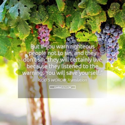 Picture 05 - Ezekiel 3:21 GW - But if you warn righteous people not to sin, and - Bible Verse Picture
