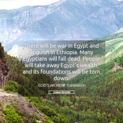 Picture 05 - Ezekiel 30:4 GW - There will be war in Egypt and anguish in - Bible Verse Picture