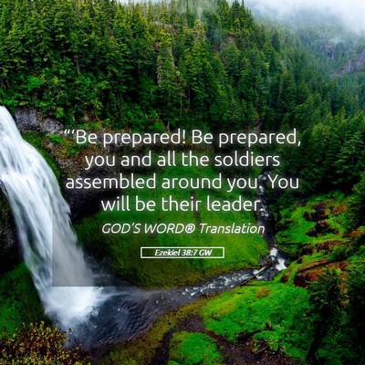 Picture 05 - Ezekiel 38:7 GW - “‘Be prepared! Be prepared, you and all the - Bible Verse Picture