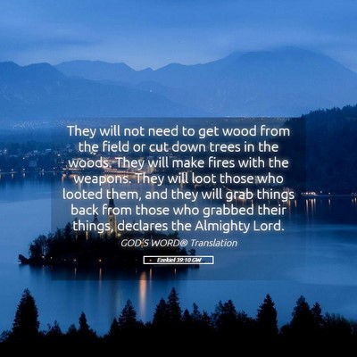 Picture 05 - Ezekiel 39:10 GW - They will not need to get wood from the field or - Bible Verse Picture