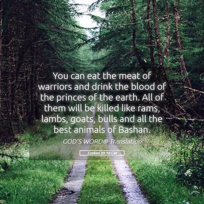 Picture 05 - Ezekiel 39:18 GW - You can eat the meat of warriors and drink the - Bible Verse Picture