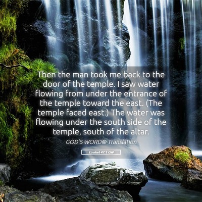 Picture 05 - Ezekiel 47:1 GW - Then the man took me back to the door of the - Bible Verse Picture