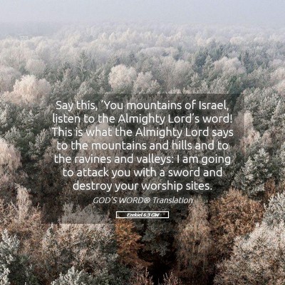 Picture 05 - Ezekiel 6:3 GW - Say this, ‘You mountains of Israel, listen to - Bible Verse Picture