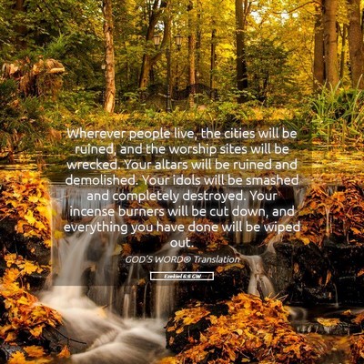 Picture 05 - Ezekiel 6:6 GW - Wherever people live, the cities will be ruined, - Bible Verse Picture