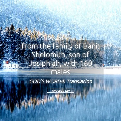 Picture 05 - Ezra 8:10 GW - from the family of Bani: Shelomith, son of - Bible Verse Picture