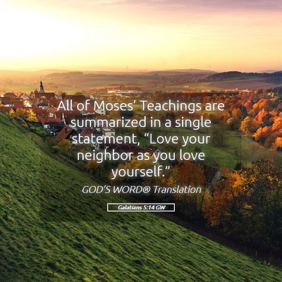 Picture 05 - Galatians 5:14 GW - All of Moses’ Teachings are summarized in a - Bible Verse Picture