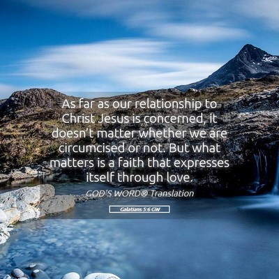 Picture 05 - Galatians 5:6 GW - As far as our relationship to Christ Jesus is - Bible Verse Picture