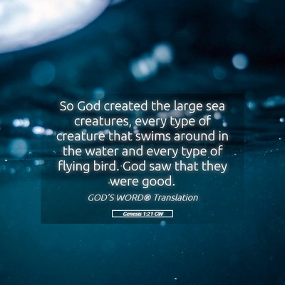 Picture 05 - Genesis 1:21 GW - So God created the large sea creatures, every - Bible Verse Picture