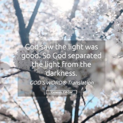 Picture 05 - Genesis 1:4 GW - God saw the light was good. So God separated the - Bible Verse Picture