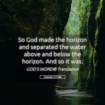 Picture 05 - Genesis 1:7 GW - So God made the horizon and separated the water - Bible Verse Picture