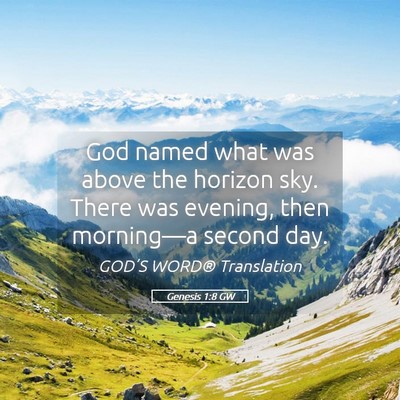 Picture 05 - Genesis 1:8 GW - God named what was above the horizon sky. There - Bible Verse Picture