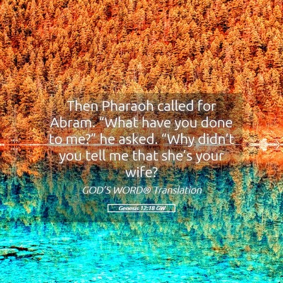 Picture 05 - Genesis 12:18 GW - Then Pharaoh called for Abram. “What have you - Bible Verse Picture